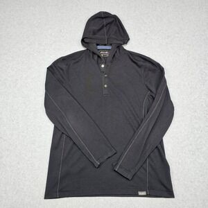Eddie Bauer Travex Hoodie Mens M Black Active Henley Long Sleeve Wool Blend
